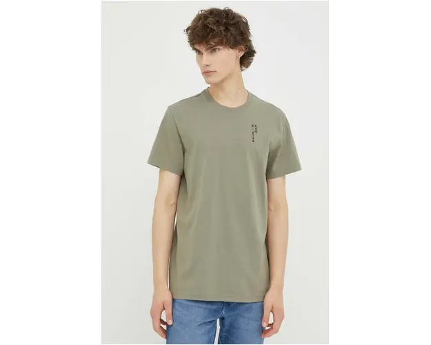 G-Star Raw tricou din bumbac culoarea verde, cu imprimeu