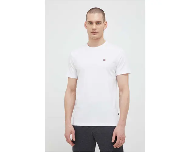 Napapijri tricou din bumbac culoarea alb, neted