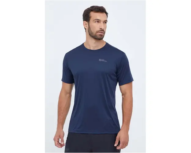 Jack Wolfskin tricou sport Tech culoarea albastru marin, neted