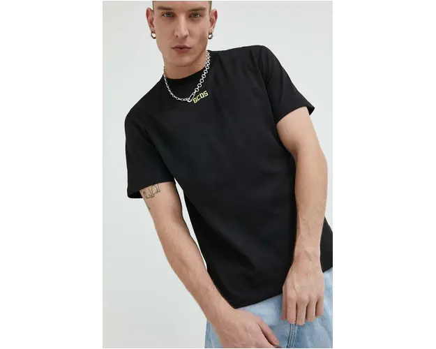 GCDS tricou din bumbac culoarea negru, cu imprimeu