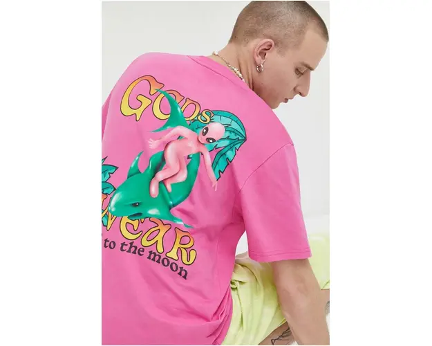 GCDS tricou din bumbac culoarea roz, modelator