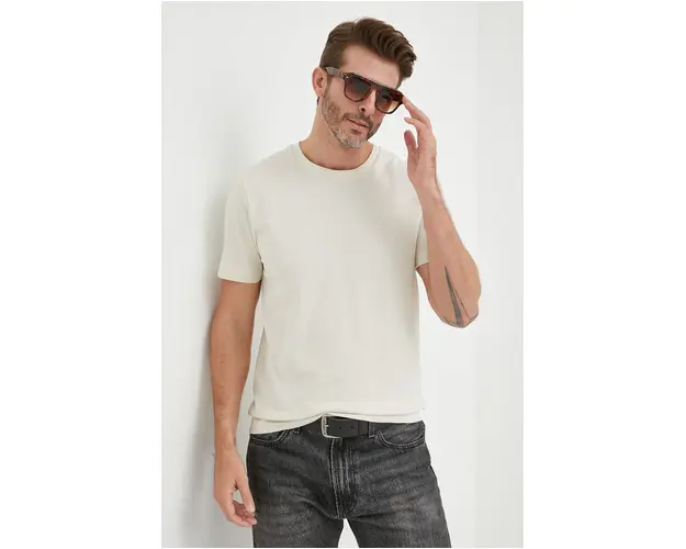 BOSS tricou barbati, culoarea bej, uni 50452680