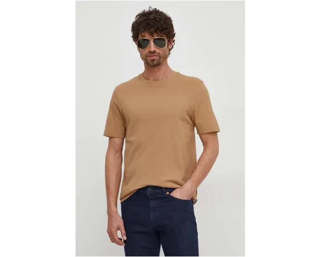 BOSS tricou barbati, culoarea bej, uni 50452680
