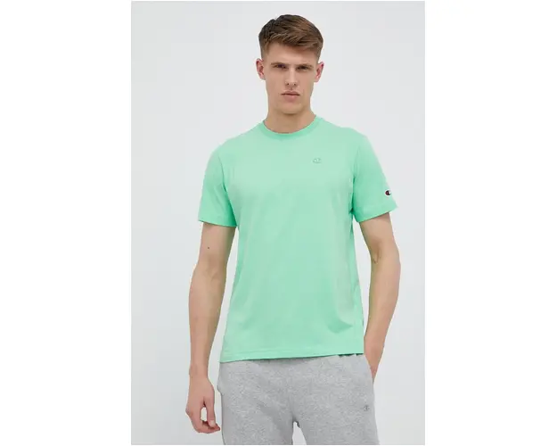 Champion tricou din bumbac culoarea verde, neted