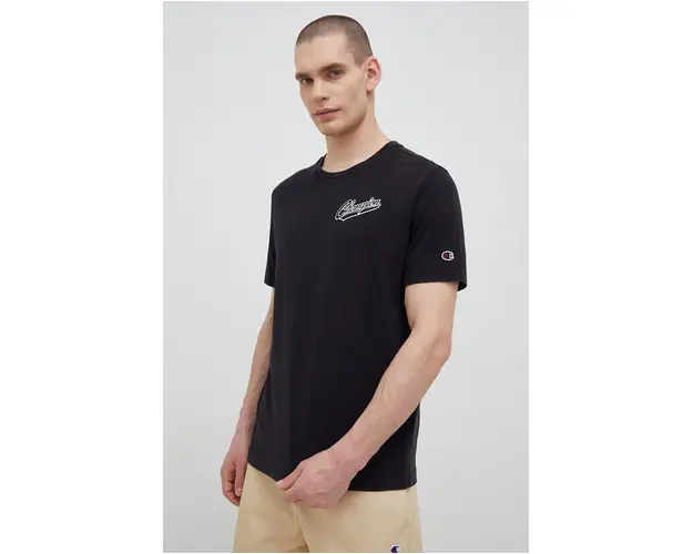 Champion tricou din bumbac culoarea negru, neted