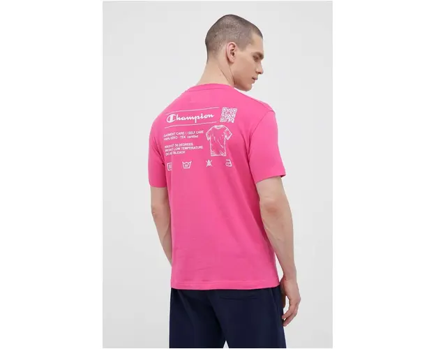 Champion tricou din bumbac culoarea roz, neted