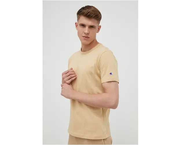 Champion tricou din bumbac culoarea bej, neted