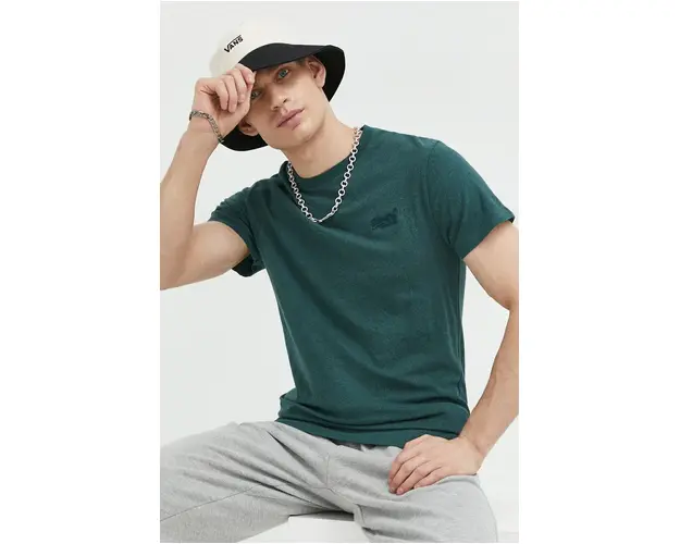 Superdry tricou din bumbac culoarea verde, neted