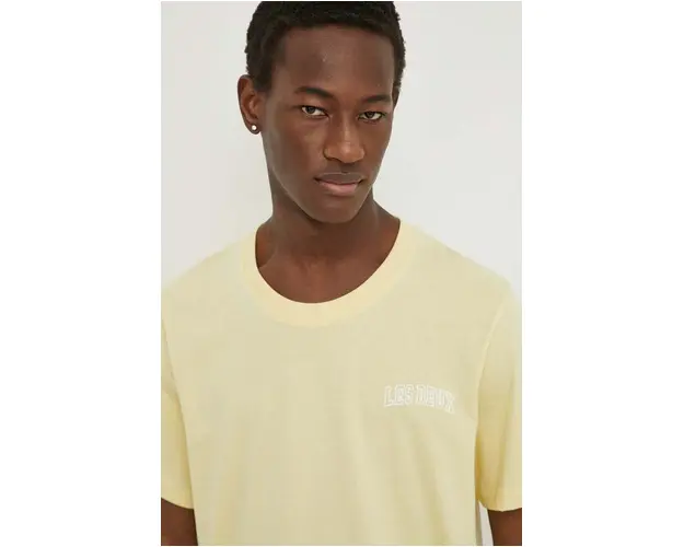 Les Deux tricou din bumbac culoarea galben, cu imprimeu