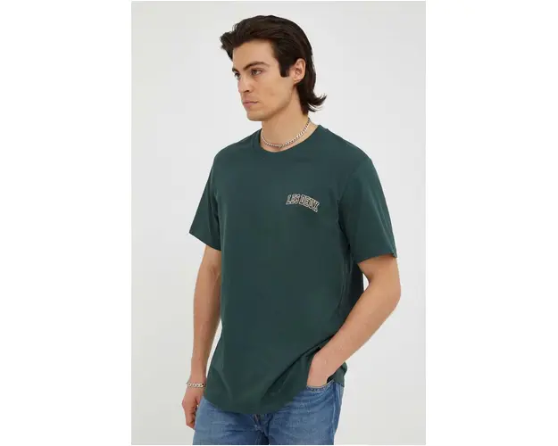 Les Deux tricou din bumbac culoarea verde, cu imprimeu