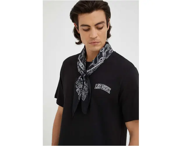Les Deux tricou din bumbac culoarea negru, cu imprimeu