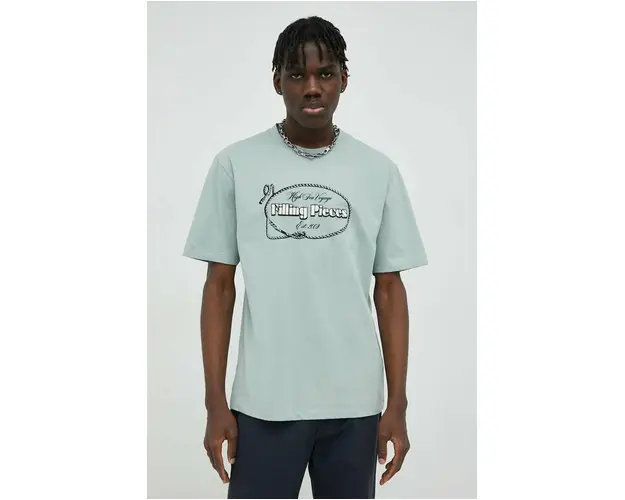 Filling Pieces tricou din bumbac culoarea verde, cu imprimeu