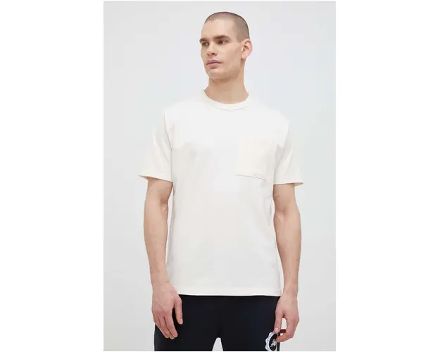 New Balance tricou din bumbac culoarea bej, neted