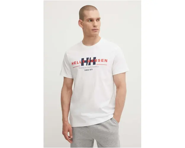 Helly Hansen tricou din bumbac culoarea alb, modelator