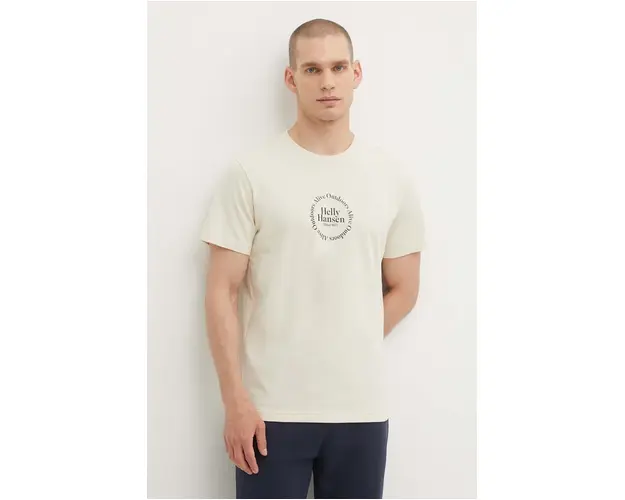 Helly Hansen tricou din bumbac culoarea bej, modelator