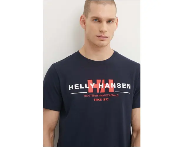 Helly Hansen tricou din bumbac culoarea albastru marin, modelator