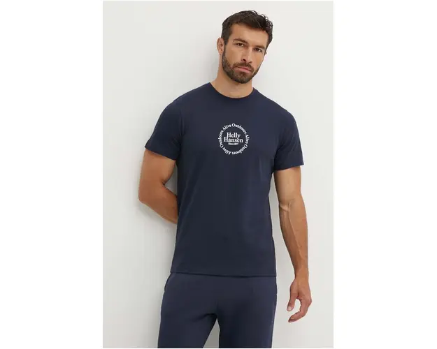Helly Hansen tricou din bumbac culoarea albastru marin, modelator