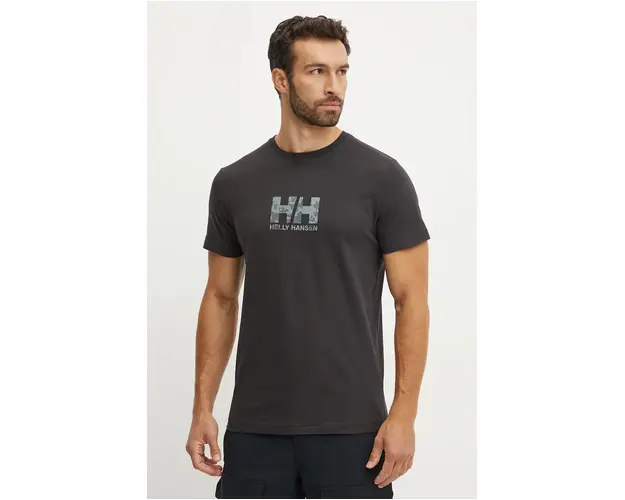 Helly Hansen tricou din bumbac CORE GRAPHIC barbati, culoarea negru, modelator, 53936