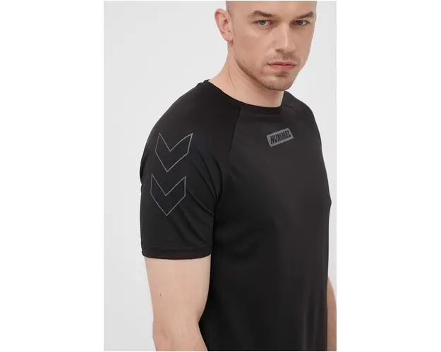 Hummel tricou de antrenament Topaz culoarea negru, cu imprimeu