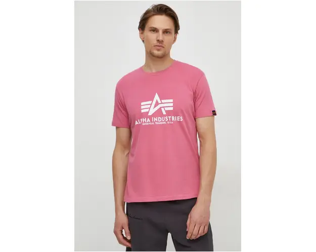 Alpha Industries tricou din bumbac barbati, culoarea alb, cu imprimeu