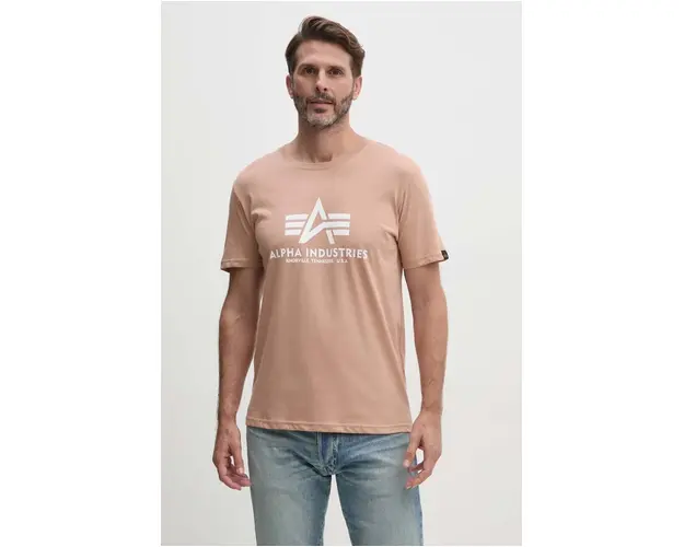 Alpha Industries tricou din bumbac barbati, culoarea portocaliu, cu imprimeu