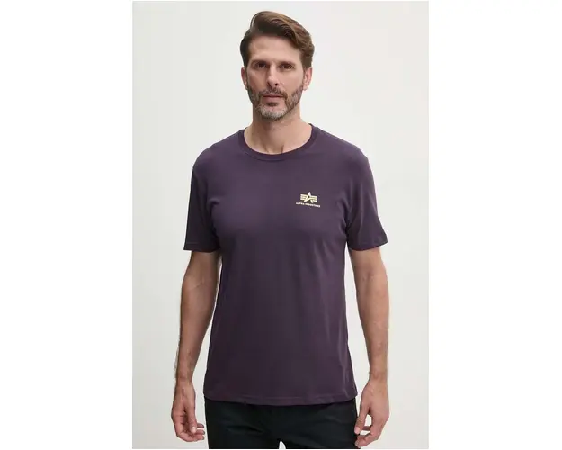 Alpha Industries tricou din bumbac barbati, culoarea violet, cu imprimeu