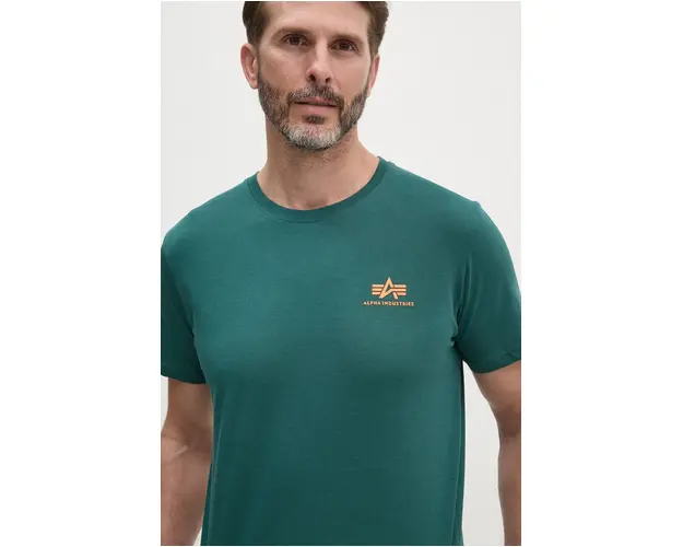 Alpha Industries tricou din bumbac barbati, culoarea verde, cu imprimeu