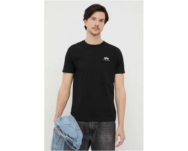 Alpha Industries tricou din bumbac Basic T Small Logo culoarea negru, cu imprimeu 188505.03-Black