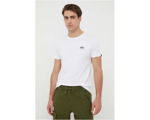 Alpha Industries tricou din bumbac Basic T Small Logo culoarea alb, cu imprimeu 188505.09-White