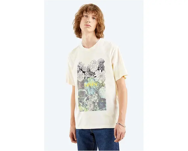 Levi's tricou din bumbac Relaxed Fit Tee Sketch culoarea bej, cu imprimeu 16143.0153-cream