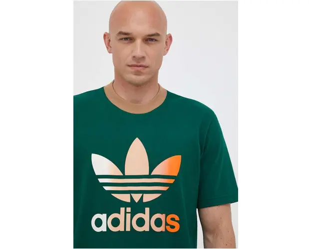 adidas Originals tricou din bumbac culoarea verde, cu imprimeu