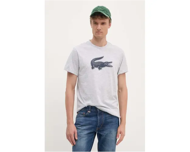 Lacoste tricou Koszulka Lacoste Tee-shirt TH2042 MNC barbati, culoarea gri, cu imprimeu