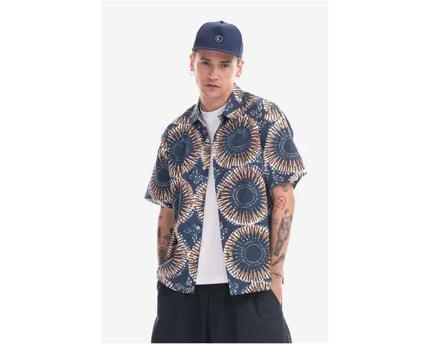 Universal Works camasa din bumbac Road culoarea bleumarin 28175.NAVY-NAVY