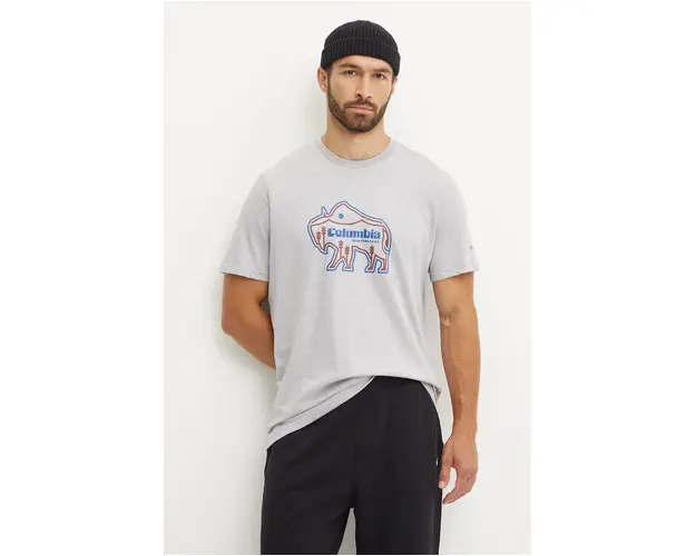 Columbia tricou din bumbac culoarea gri, cu imprimeu