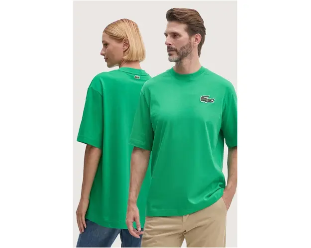 Lacoste tricou din bumbac culoarea verde, cu imprimeu