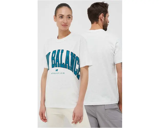 New Balance tricou din bumbac UT31551SAH culoarea gri, cu imprimeu