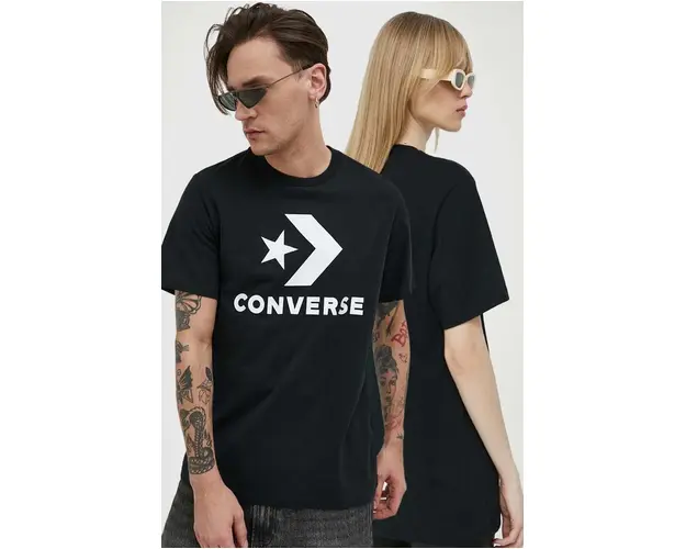 Converse tricou din bumbac culoarea negru, cu imprimeu