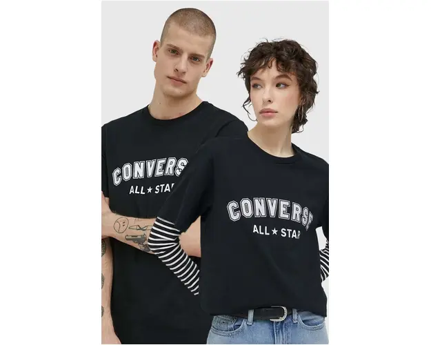 Converse tricou din bumbac culoarea negru, cu imprimeu 10024566.A02-CONVERSEBL