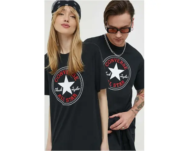 Converse tricou din bumbac culoarea negru, cu imprimeu 10025459.A01-CONVERSEBL