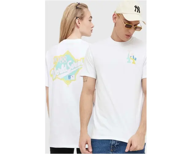 47brand tricou MLB Los Angeles Dodgers culoarea alb, cu imprimeu