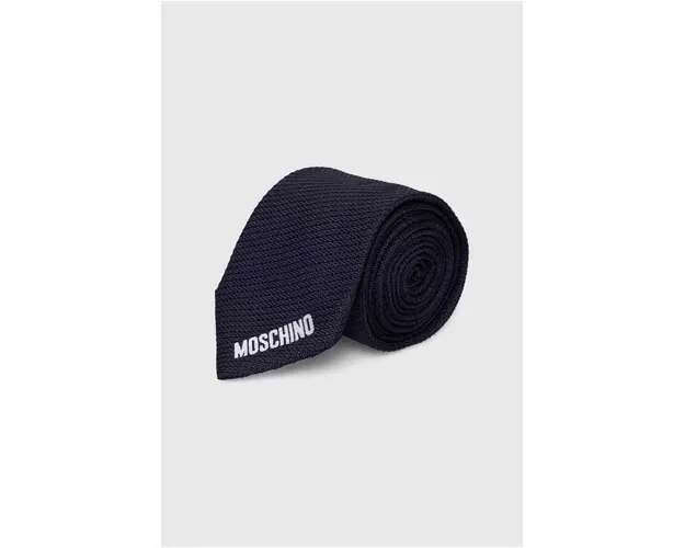 Moschino cravata de matase culoarea albastru marin