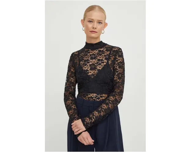 Gestuz bluza Raina femei, culoarea negru, uni 10908165