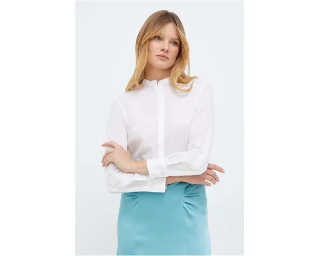 BOSS Orange camasa femei, culoarea alb, cu guler stand-up, regular 50513783