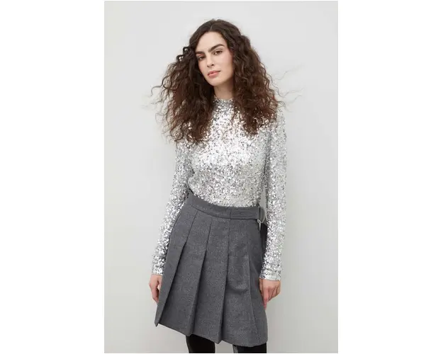 Bruuns Bazaar bluza femei, culoarea argintiu, neted