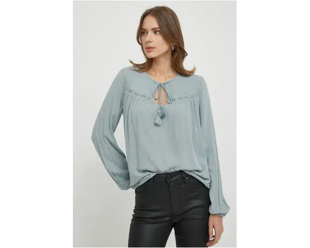 Pepe Jeans bluza femei, culoarea turcoaz, neted