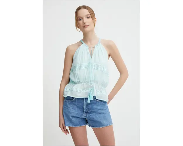 Pepe Jeans bluza DAISY femei, culoarea turcoaz, neted, PL304821