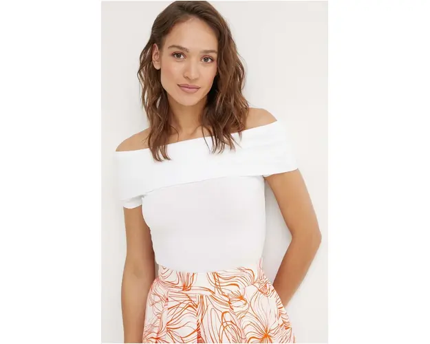 United Colors of Benetton tricou culoarea alb, decolteu spaniol