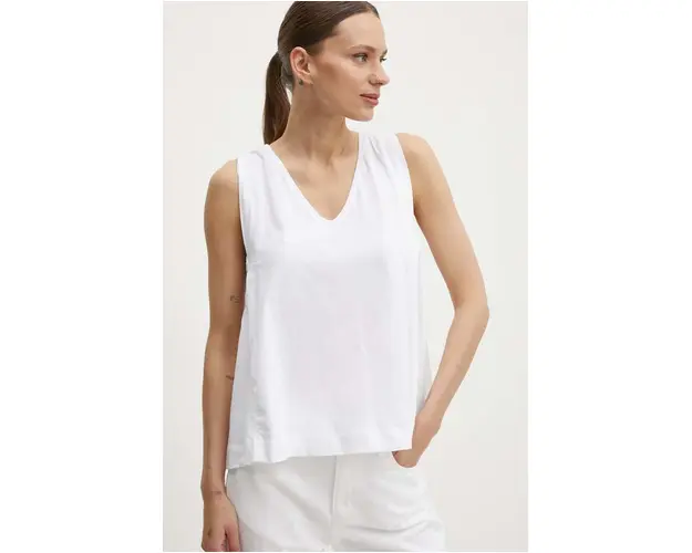 United Colors of Benetton bluza femei, culoarea alb, neted