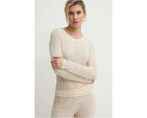 Résumé bluza ArgoRS Blouse femei, culoarea bej, neted, 20581124