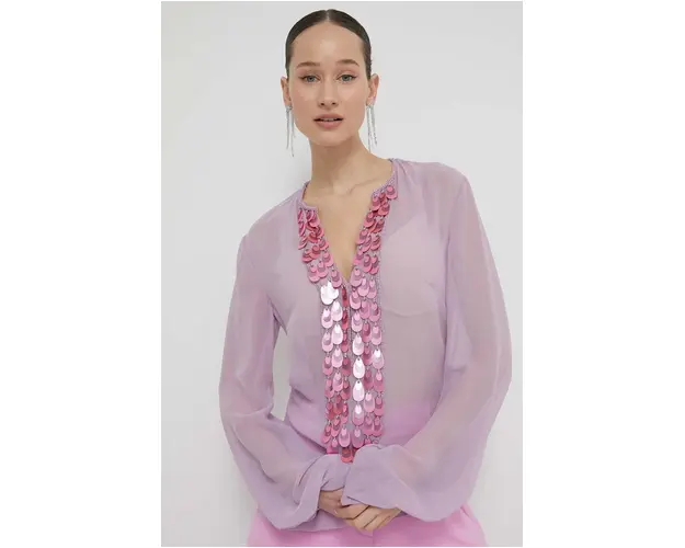 Blugirl Blumarine bluza femei, culoarea violet, cu imprimeu RA4137.T3854